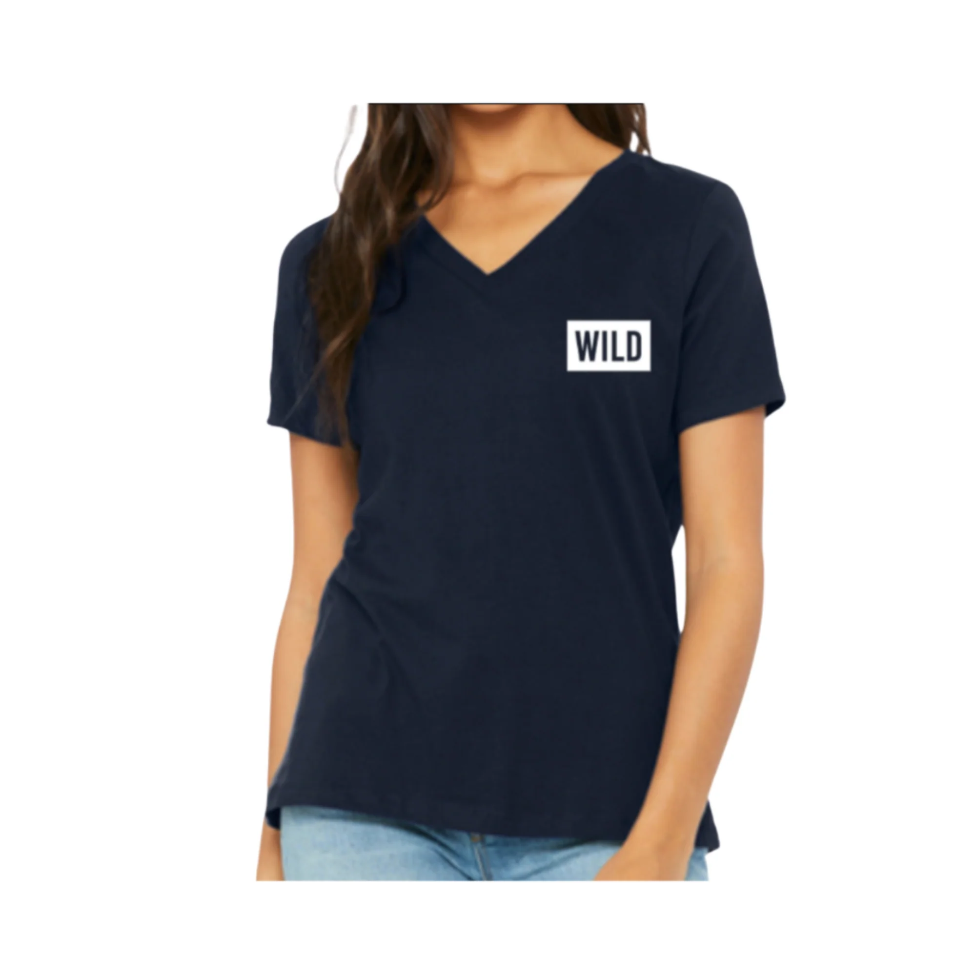NAVY WILD V-NECK LADIES SHORT SLEEVE TEE - Image 2