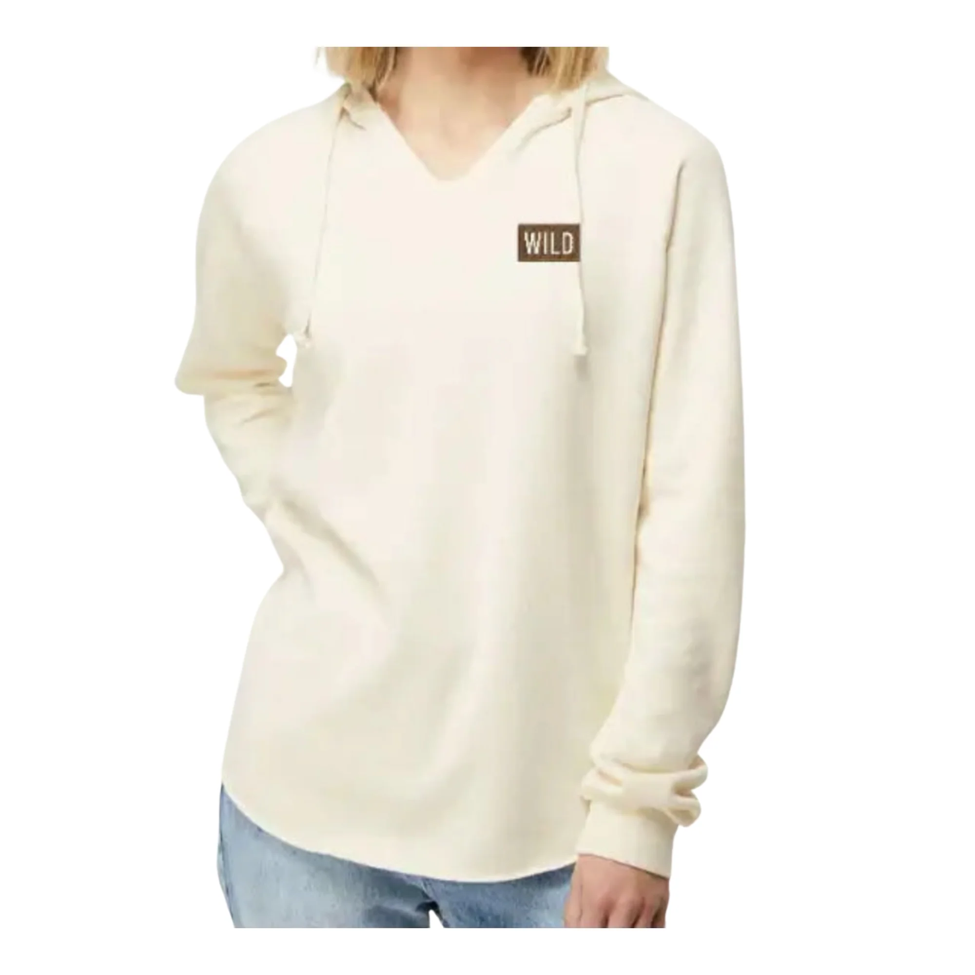 WILD Block Ladies Cream Lightweight Hoodie - Image 2